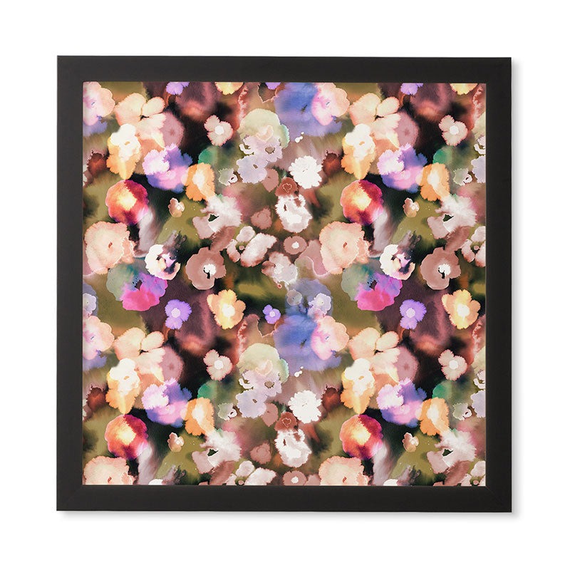 Ninola Design Botanic Retreat Ombre Abstract Watercolor Flowers Pink gold Framed Wall Art