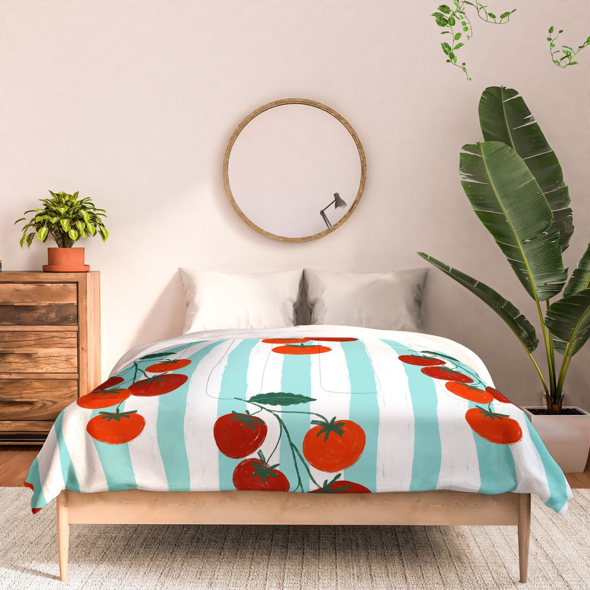 Design by Spark Zesty Tomatoes and Stripes Comforter