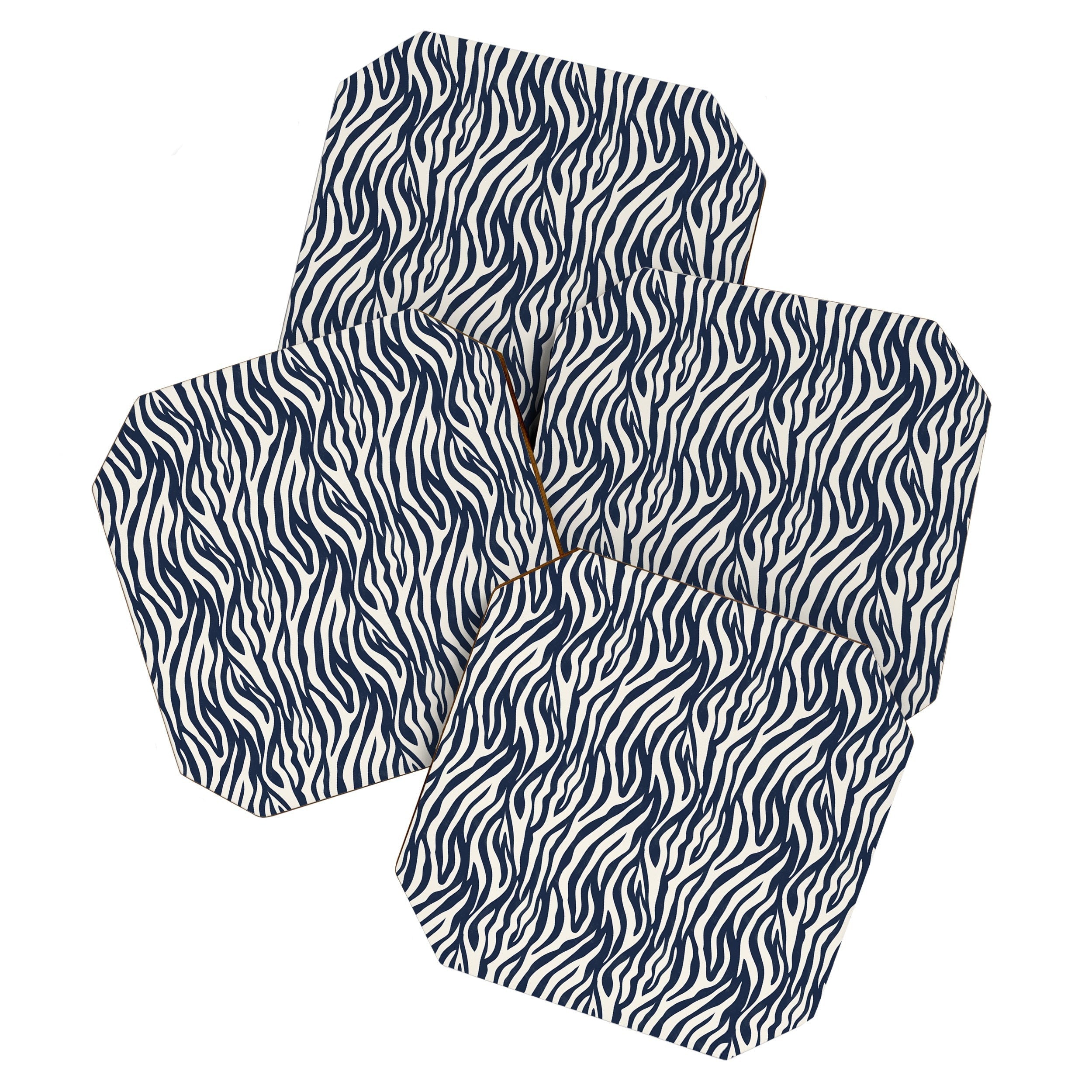 Avenie BR Navy Tiger Stripes Coaster Set