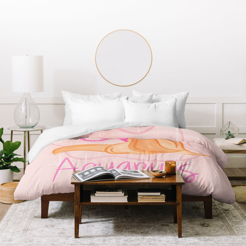 Little Om Zodiac Sign Aquarius Duvet Cover