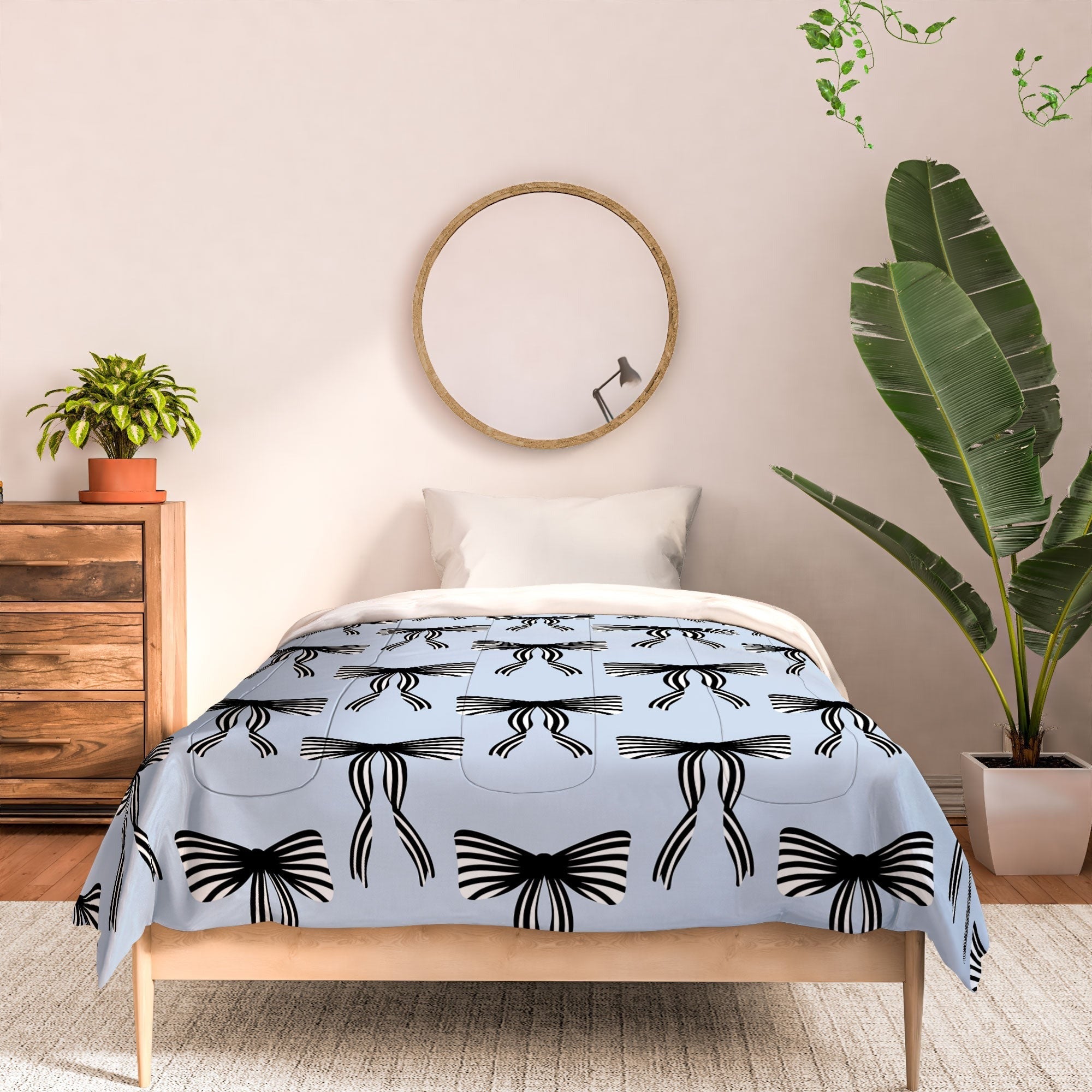 Design by Spark Black Striped Bows Comforter