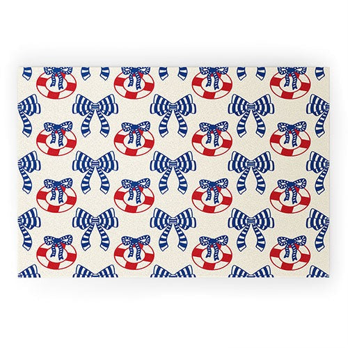 Design by Spark Nautical Christmas Bows Welcome Mat
