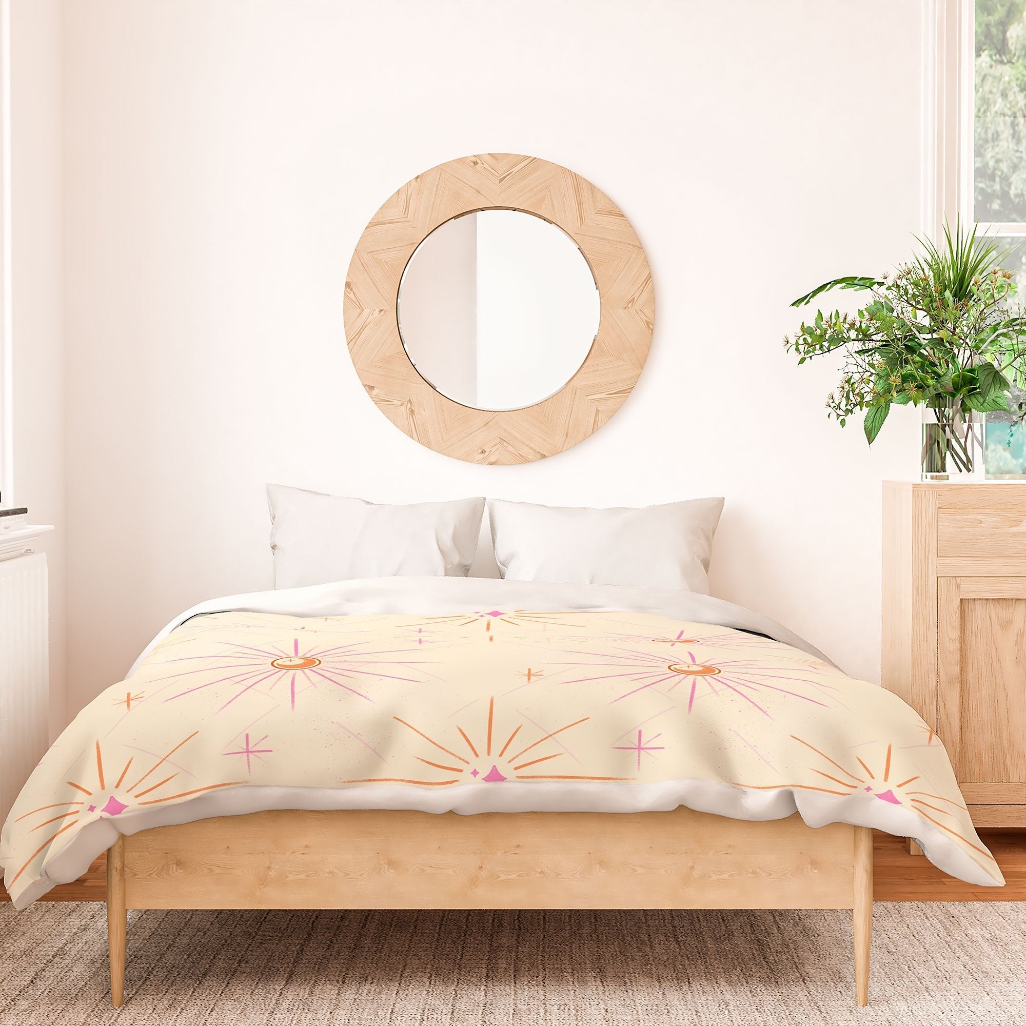 Little Om Pattern Little Moon cream Duvet Cover
