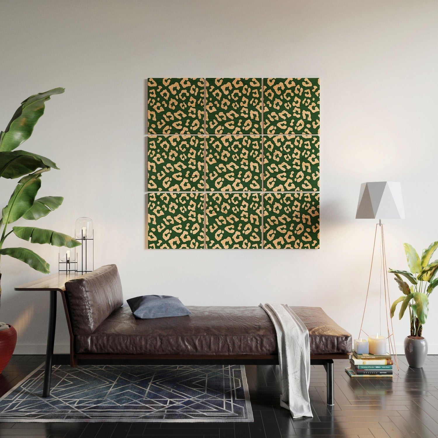 Avenie BR Cheetah Print In Green Wood Wall Mural