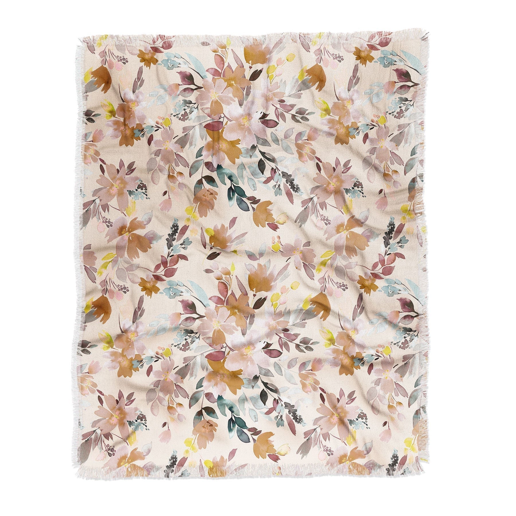 Ninola Design Botanic Retreat Floral Oleander Whimsical Soft Pink Throw Blanket