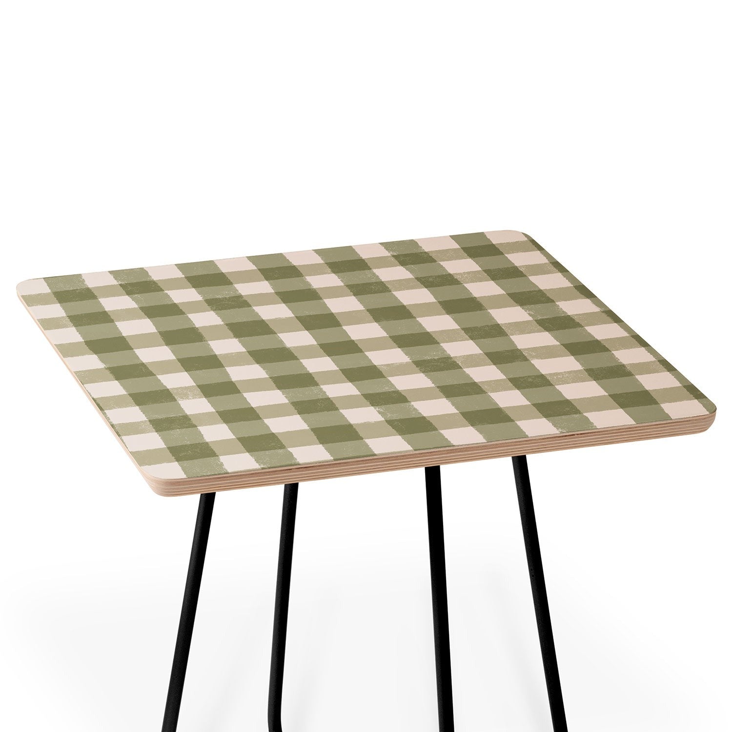 Menina Lisboa Rustic Green Plaid Side Table