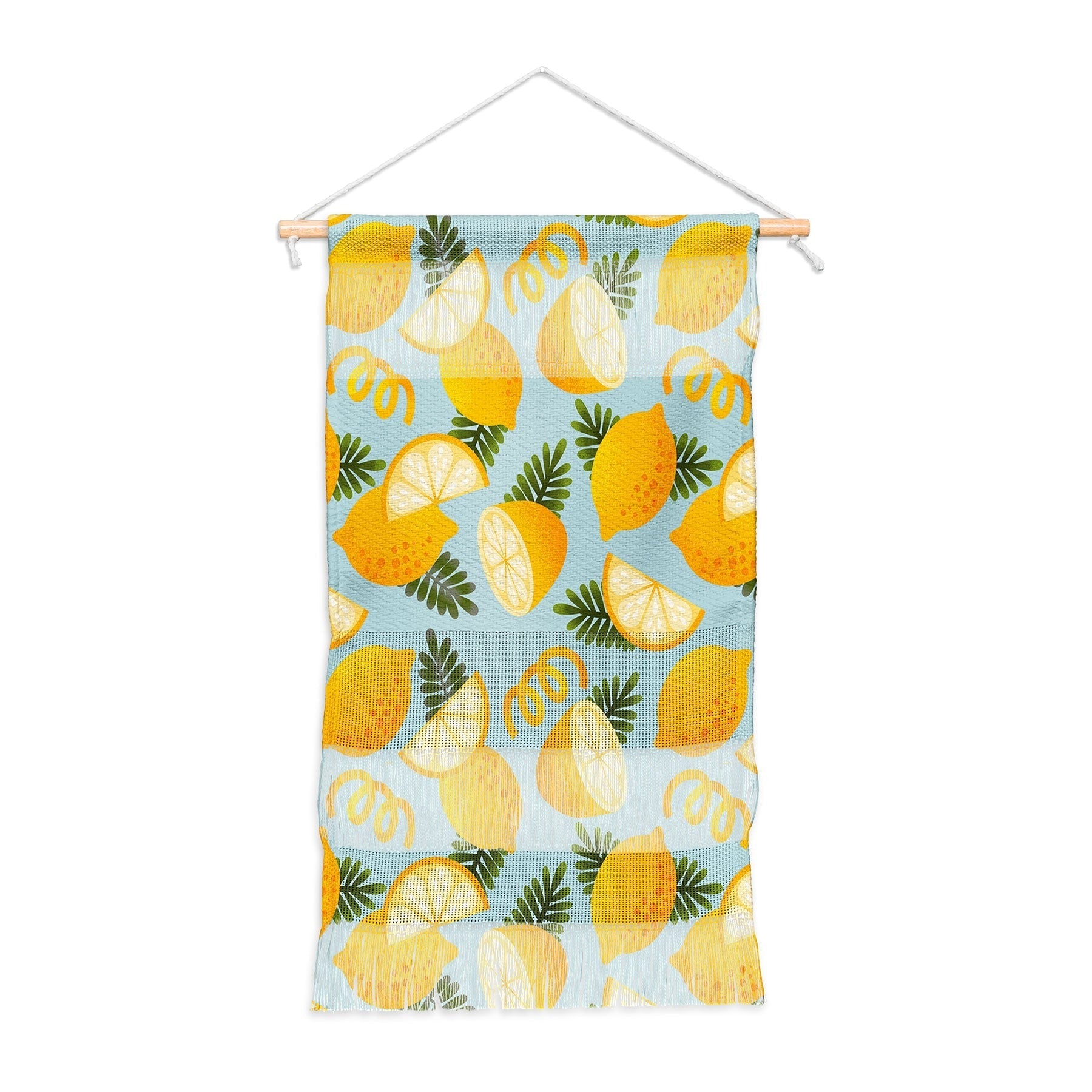 Jessica Molina Lemon Pattern on Sky Blue Wall Hanging Portrait
