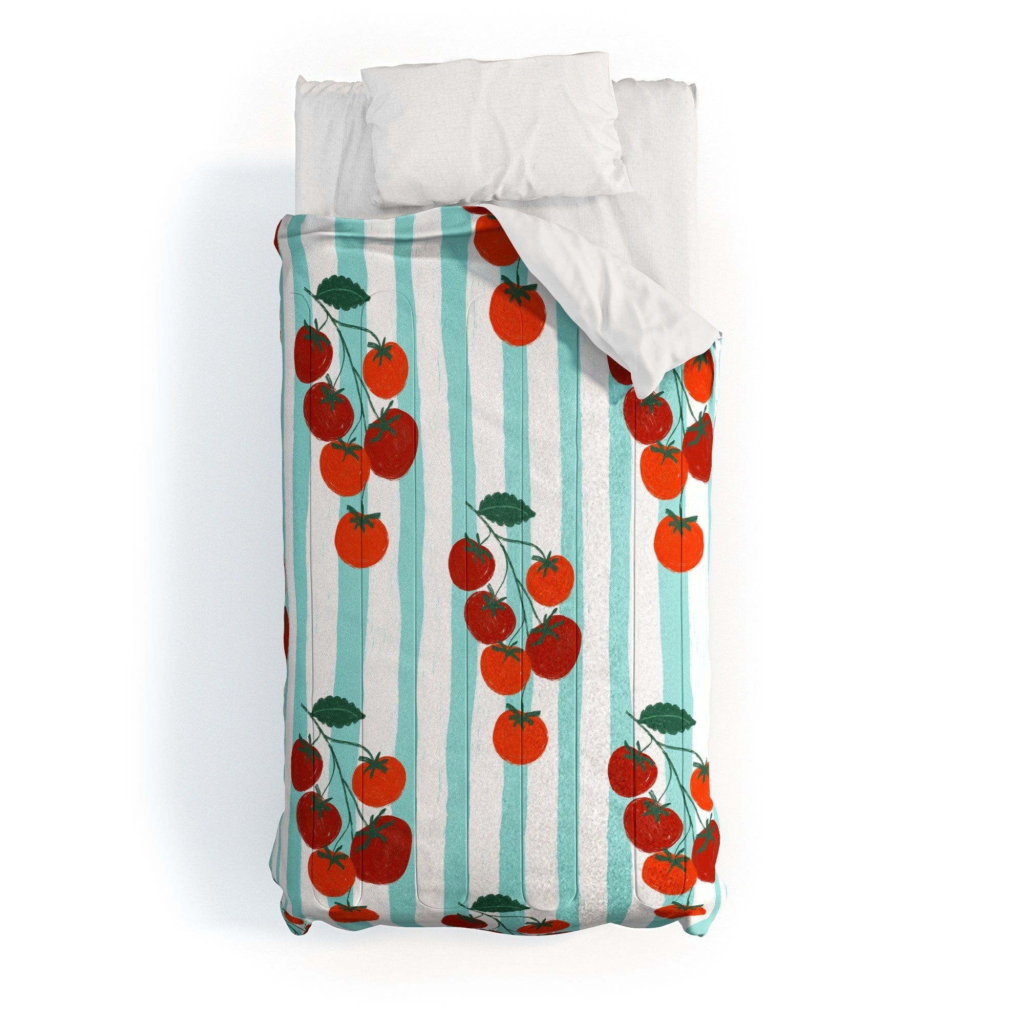 Design by Spark Zesty Tomatoes and Stripes Comforter