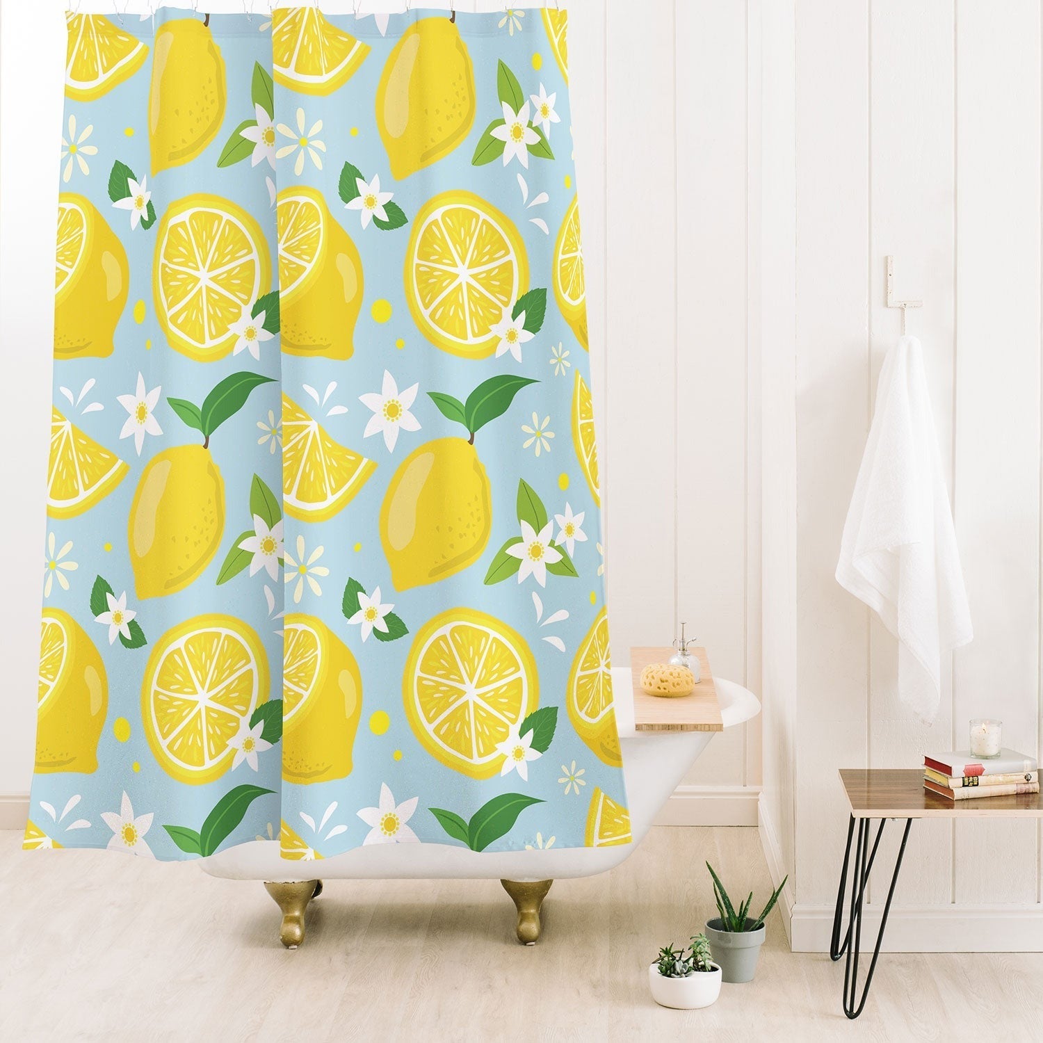 Design by Spark Lemony Fresh Florals Shower Curtain