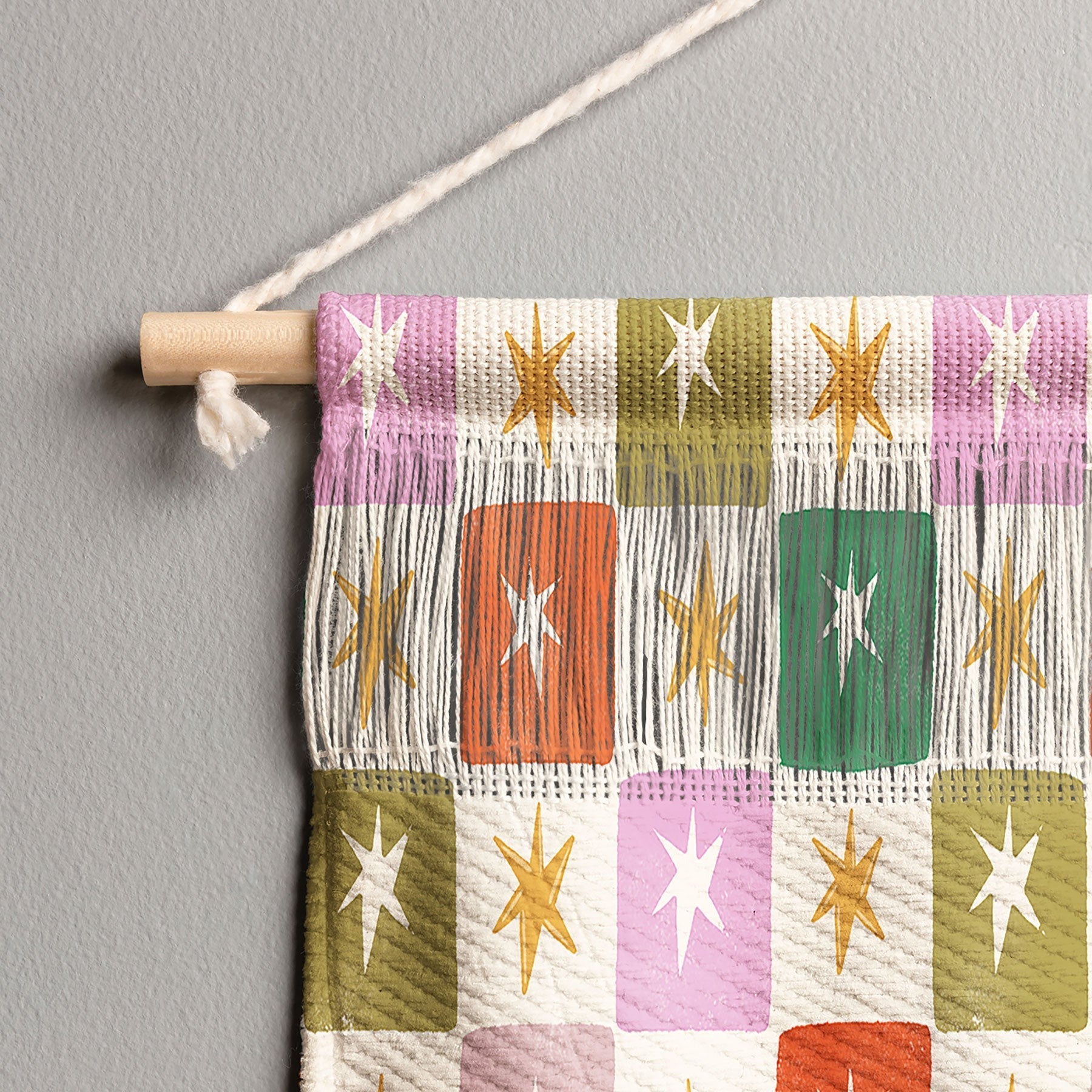 LouBruzzoni Retro Star Block Pattern Wall Hanging Portrait