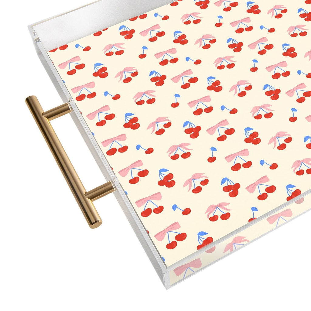 Design by Spark Cherries And Ribbons Acrylic Tray
