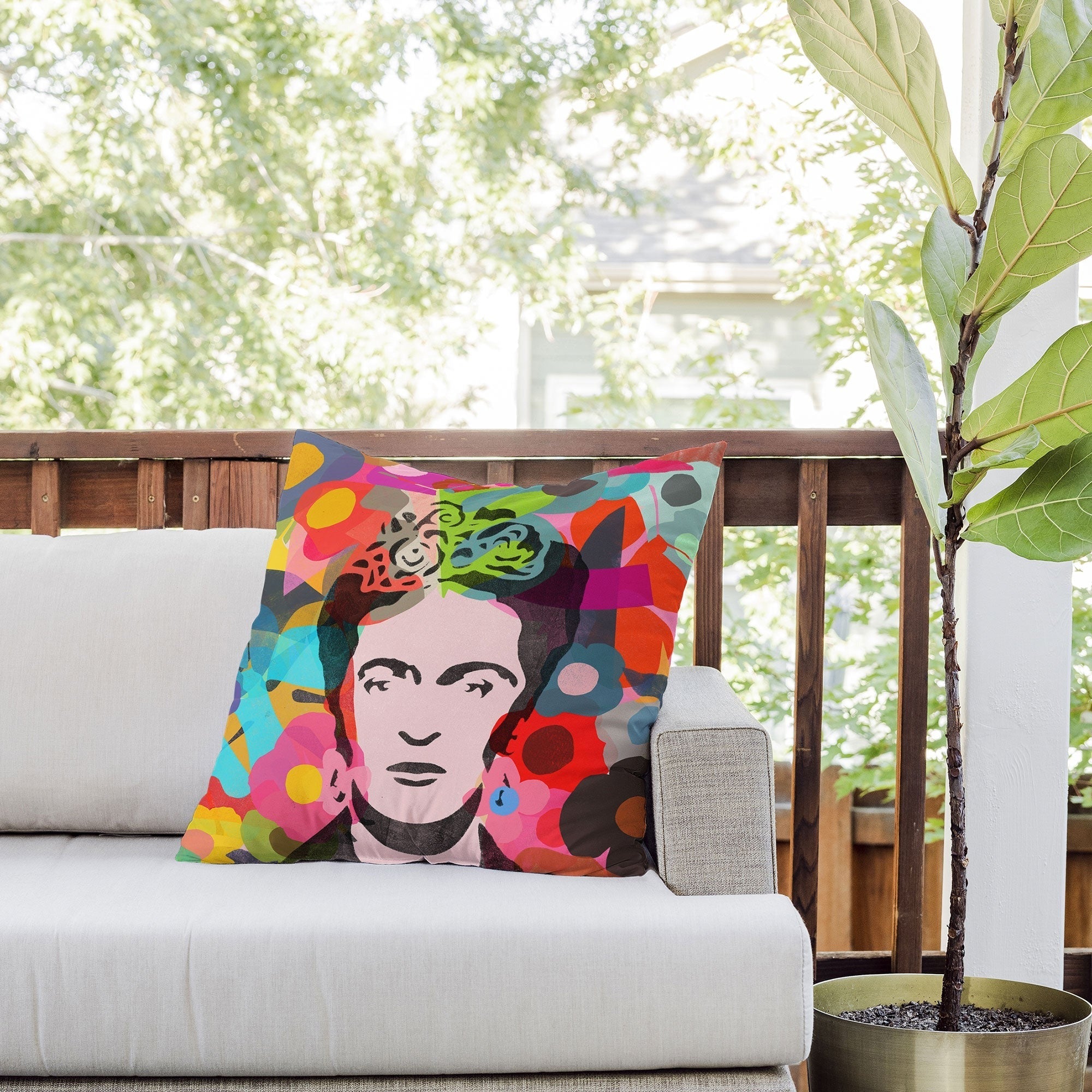 Garima Dhawan frida 1d Outdoor Throw Pillow