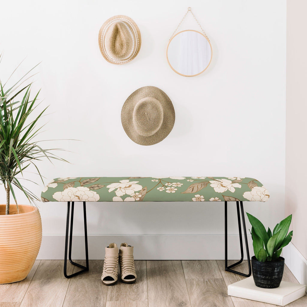 Gabriela Fuente Olive Floral Roberta Bench