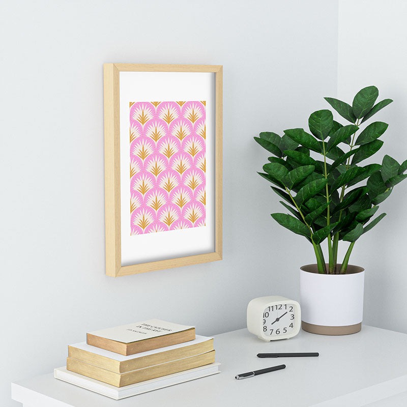Jennifer Labre Pink Palmetto Recessed Framing Rectangle