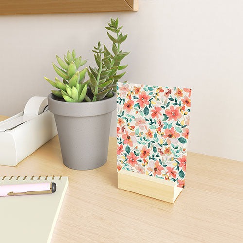 Ninola Design Botanic Retreat Tropical Whimsical Flowers Coral Green Mini Art Print