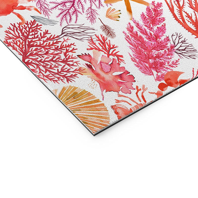 Ninola Design Botanic Retreat Coral Reef Crab Lobster Red Welcome Mat