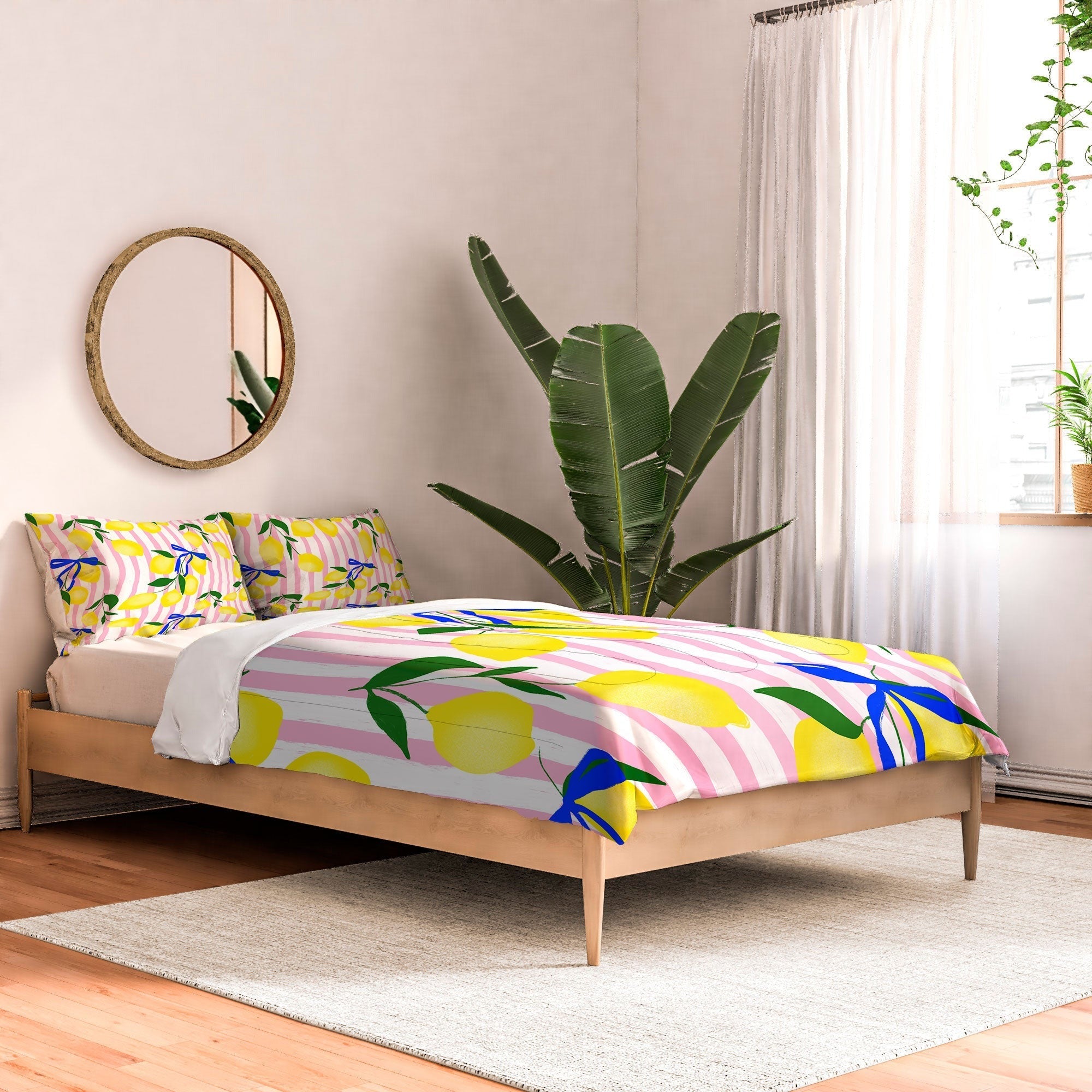 Design by Spark Zesty Lemons and Stripes Comforter