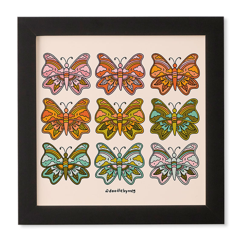 Doodle By Meg Rainbow Butterflies Framed Wall Art