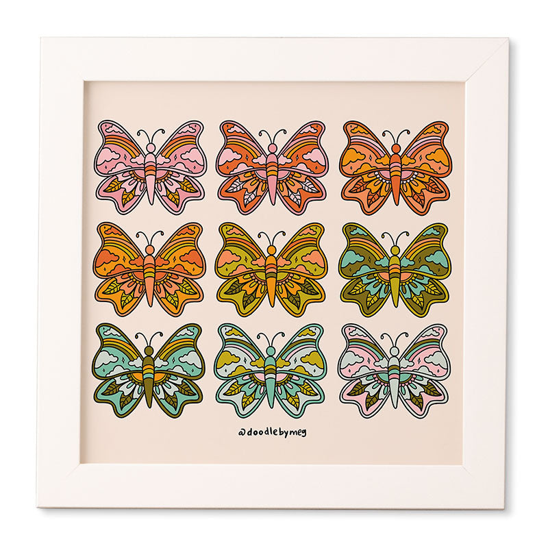 Doodle By Meg Rainbow Butterflies Framed Wall Art