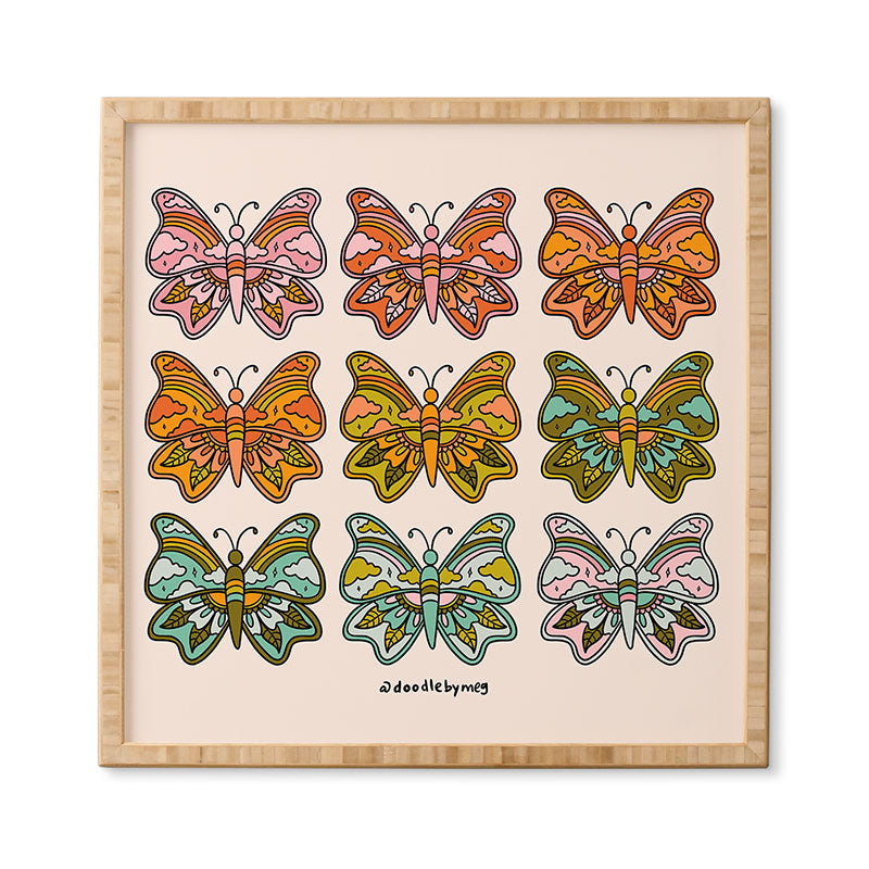Doodle By Meg Rainbow Butterflies Framed Wall Art