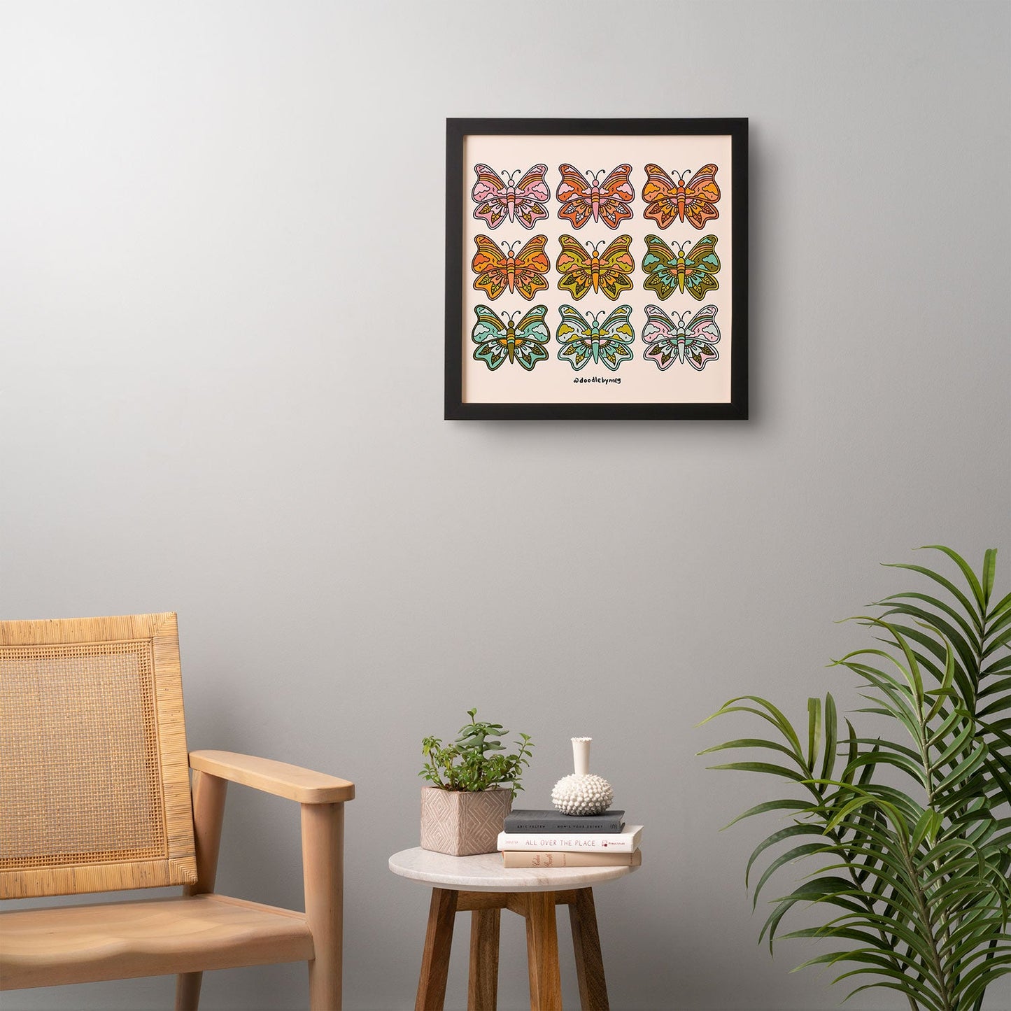 Doodle By Meg Rainbow Butterflies Framed Wall Art