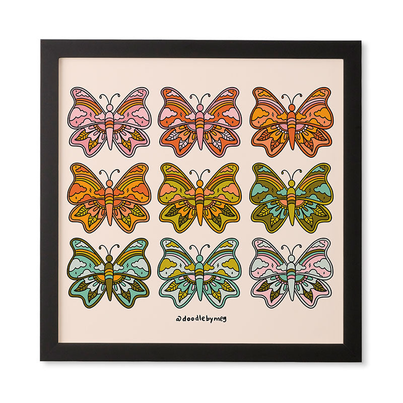 Doodle By Meg Rainbow Butterflies Framed Wall Art