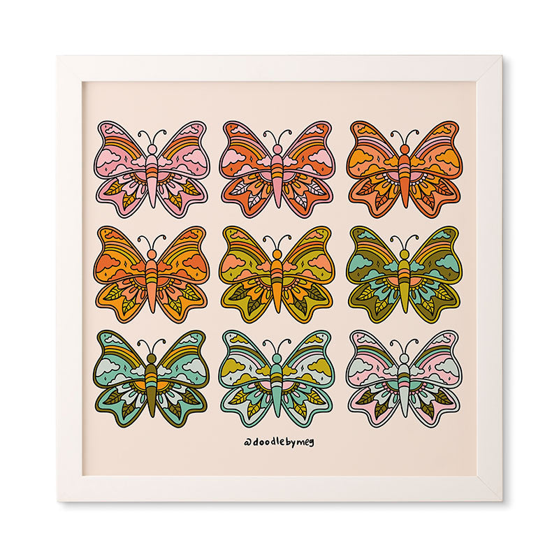 Doodle By Meg Rainbow Butterflies Framed Wall Art