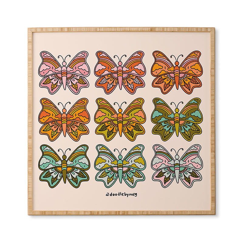 Doodle By Meg Rainbow Butterflies Framed Wall Art