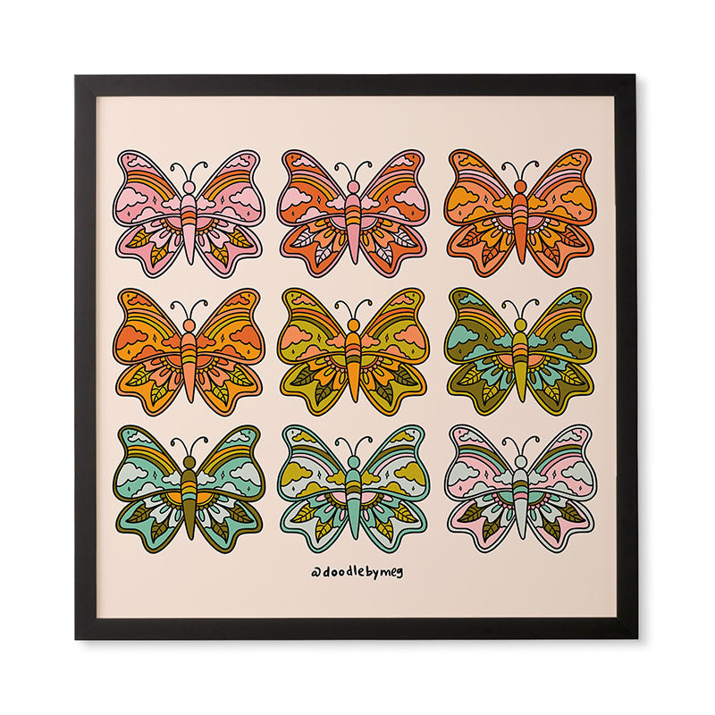 Doodle By Meg Rainbow Butterflies Framed Wall Art
