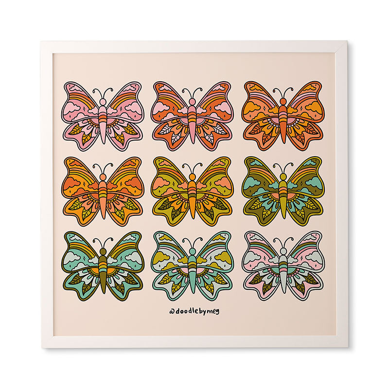 Doodle By Meg Rainbow Butterflies Framed Wall Art