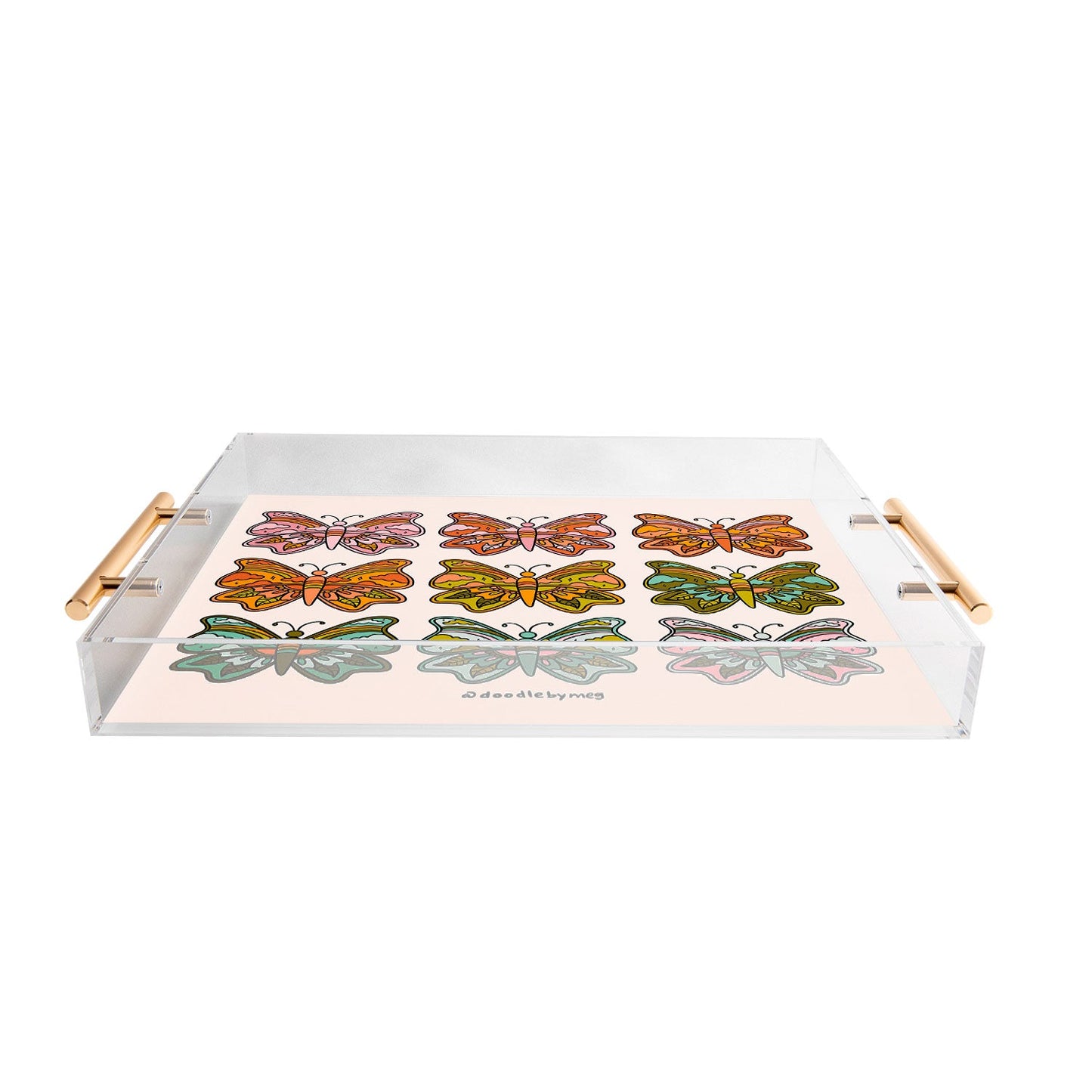 Doodle By Meg Rainbow Butterflies Acrylic Tray