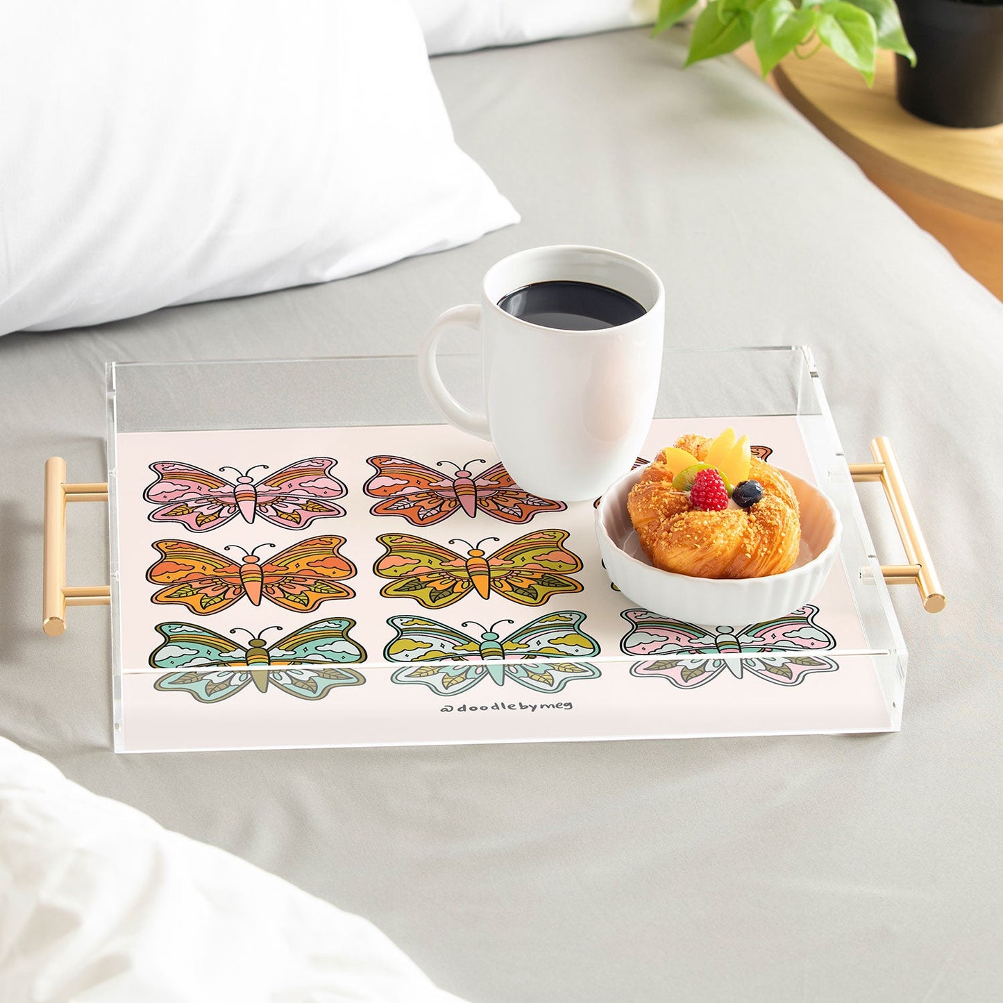 Doodle By Meg Rainbow Butterflies Acrylic Tray
