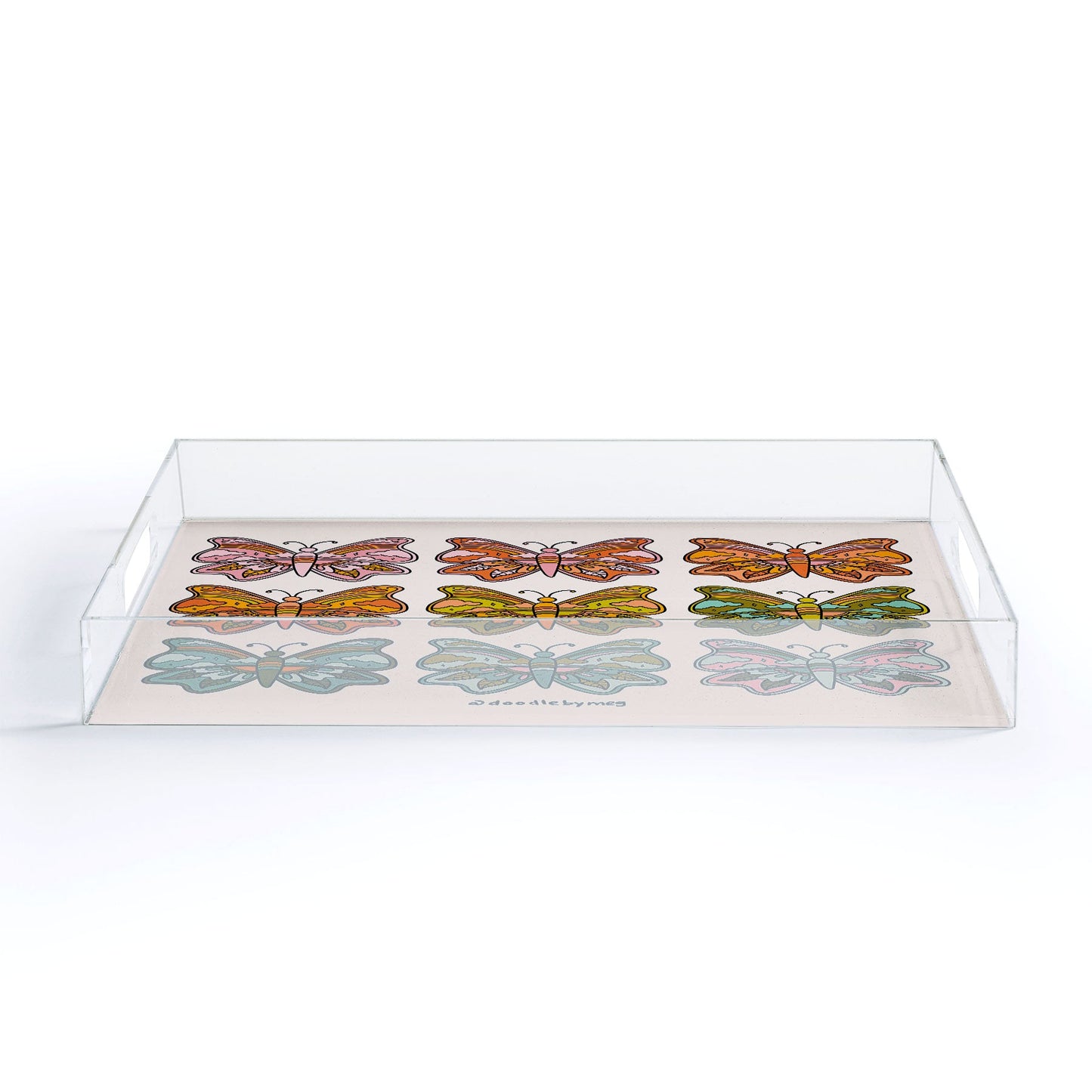 Doodle By Meg Rainbow Butterflies Acrylic Tray