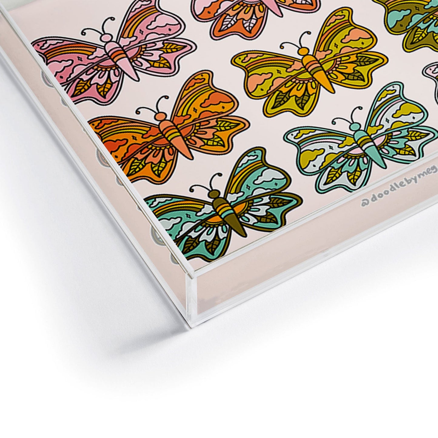 Doodle By Meg Rainbow Butterflies Acrylic Tray