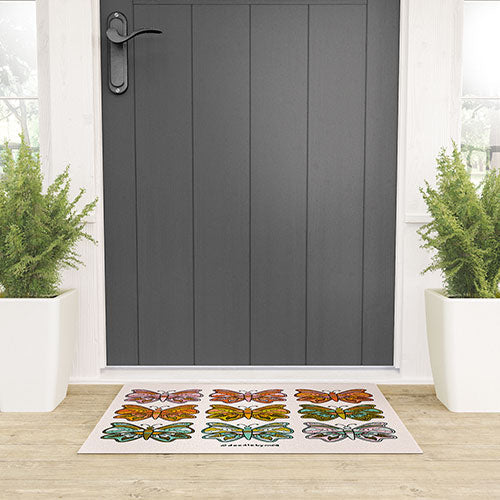 Doodle By Meg Rainbow Butterflies Welcome Mat