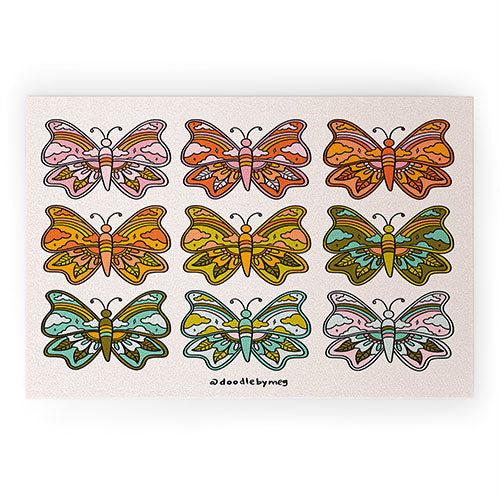 Doodle By Meg Rainbow Butterflies Welcome Mat