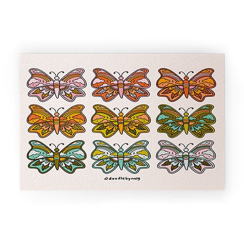 Doodle By Meg Rainbow Butterflies Welcome Mat
