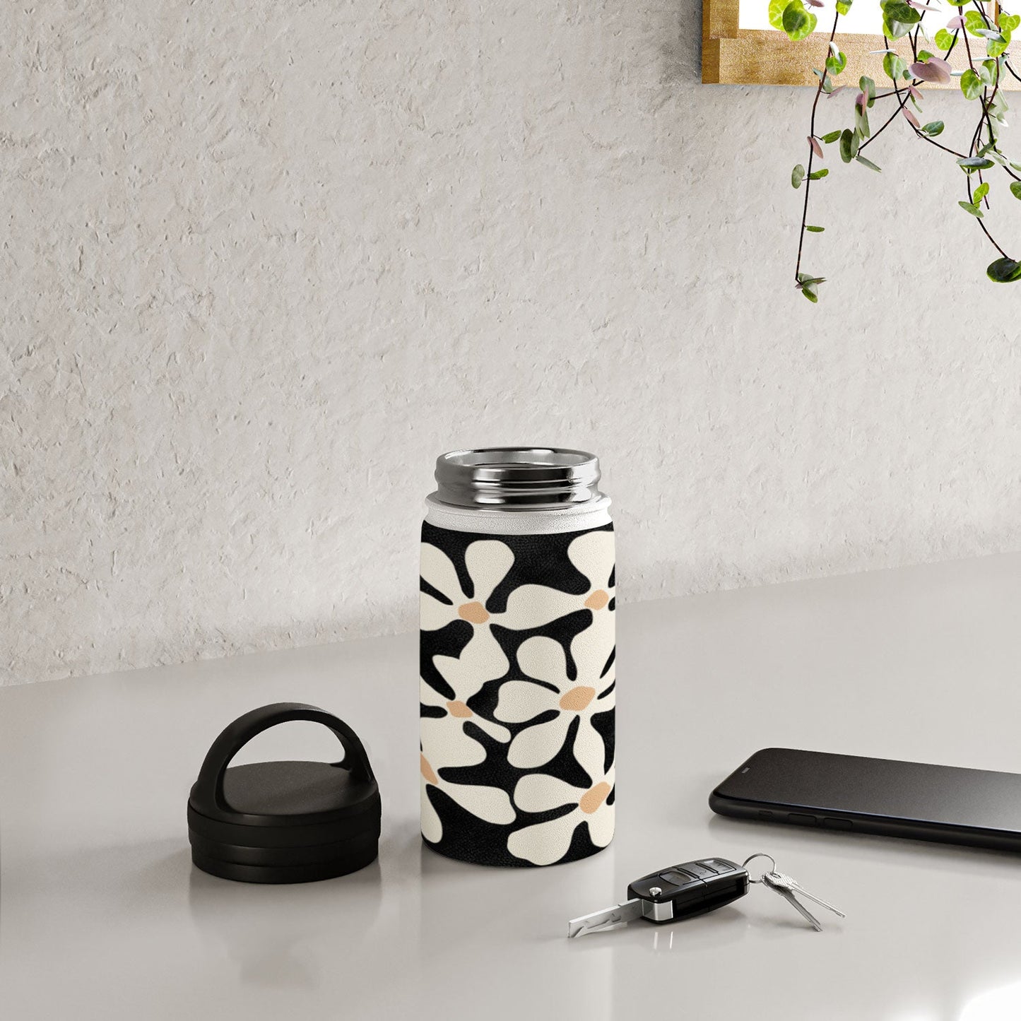 DorisciciArt Midnight Bohemian Floral Water Bottle