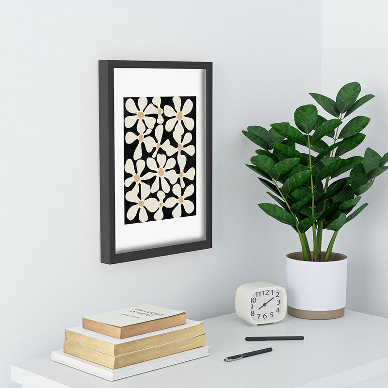 DorisciciArt Midnight Bohemian Floral Recessed Framing Rectangle