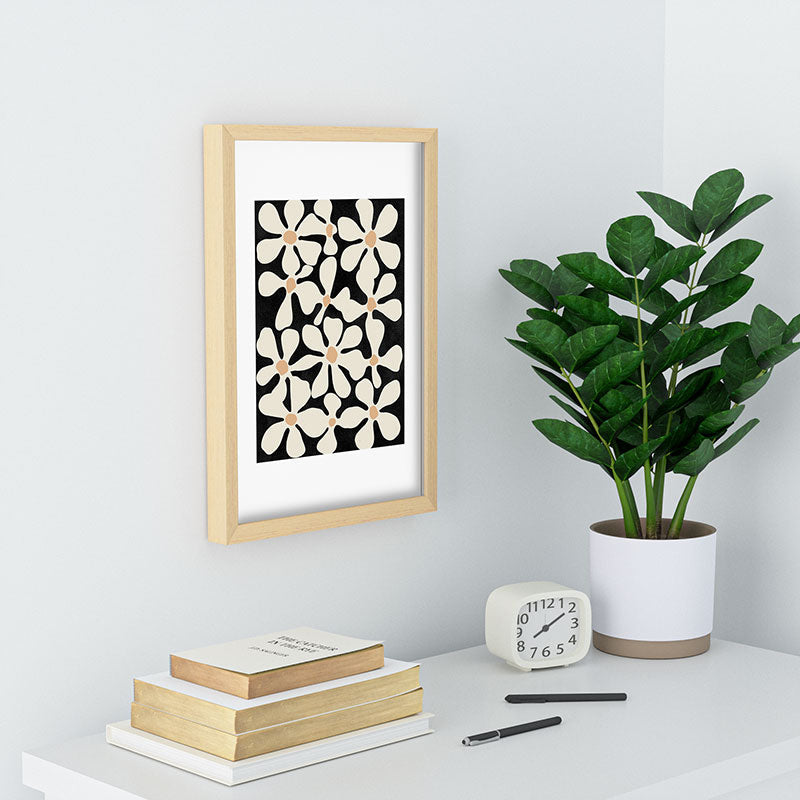 DorisciciArt Midnight Bohemian Floral Recessed Framing Rectangle