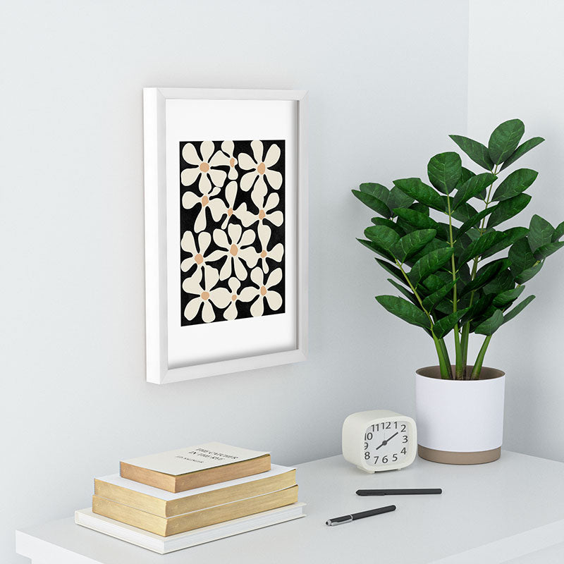 DorisciciArt Midnight Bohemian Floral Recessed Framing Rectangle