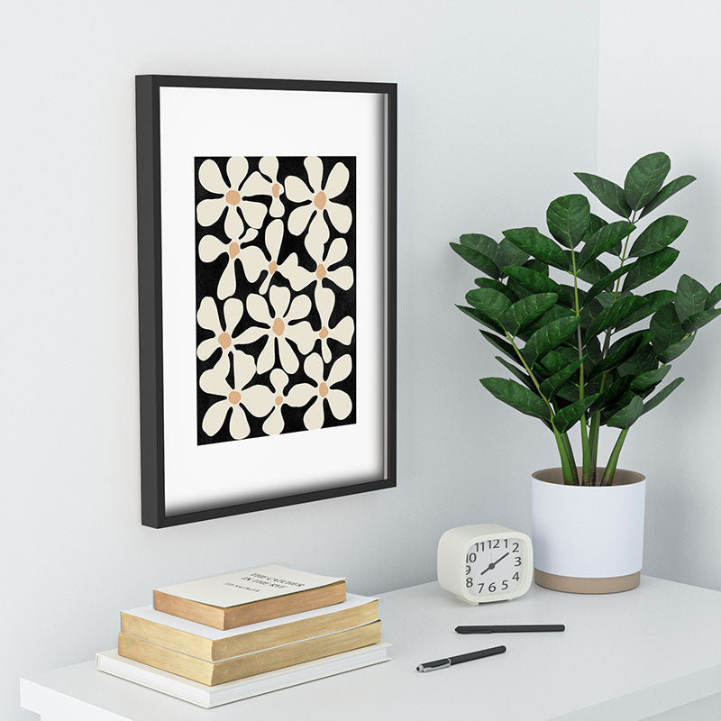 DorisciciArt Midnight Bohemian Floral Recessed Framing Rectangle