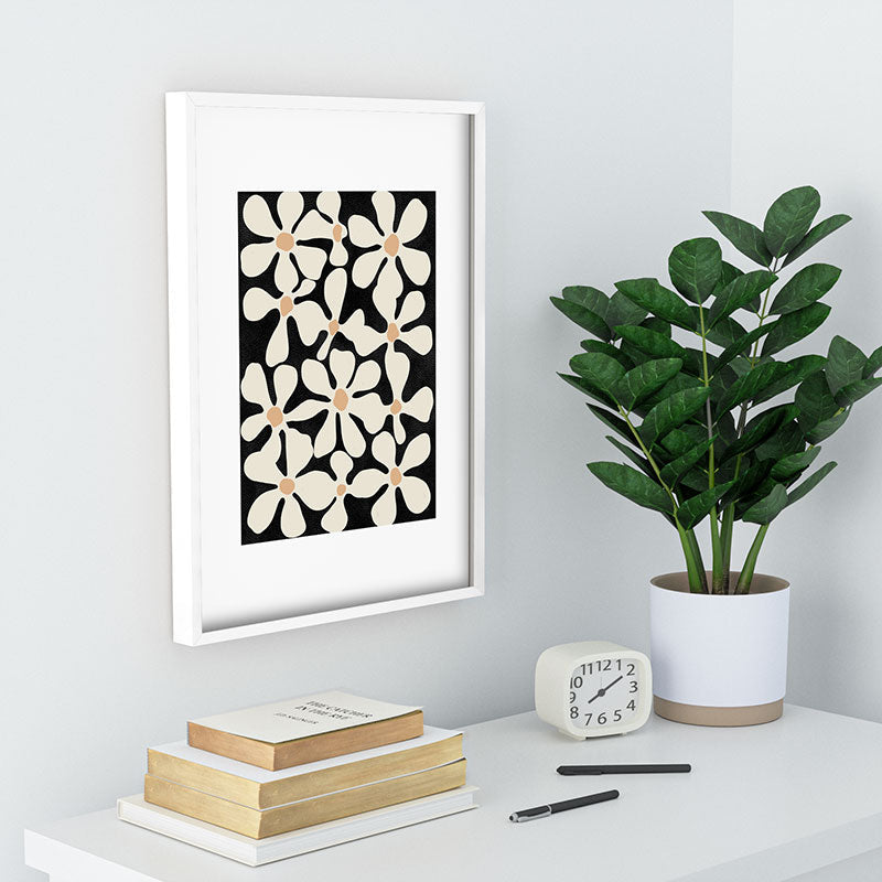 DorisciciArt Midnight Bohemian Floral Recessed Framing Rectangle