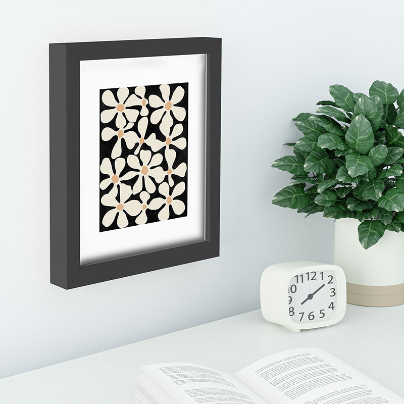 DorisciciArt Midnight Bohemian Floral Recessed Framing Rectangle