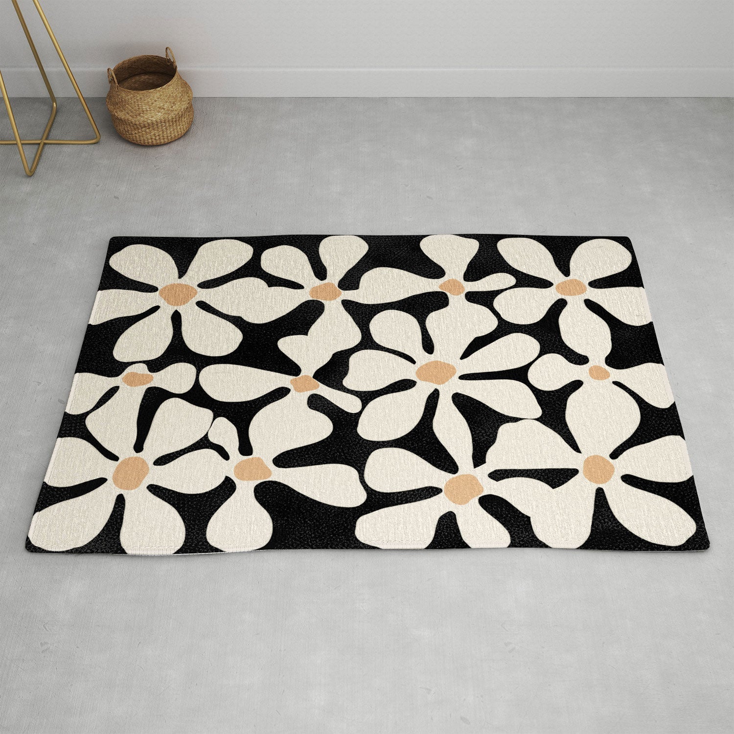 DorisciciArt Midnight Bohemian Floral Area Rug