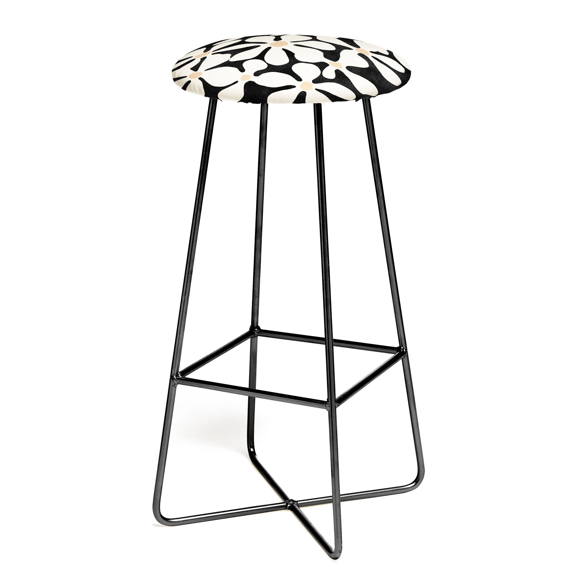 DorisciciArt Midnight Bohemian Floral Bar Stool