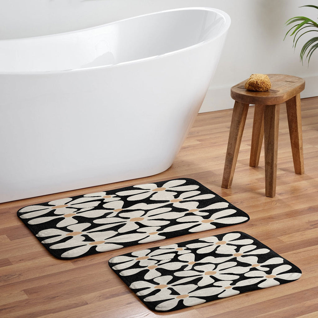 DorisciciArt Midnight Bohemian Floral Memory Foam Bath Mat