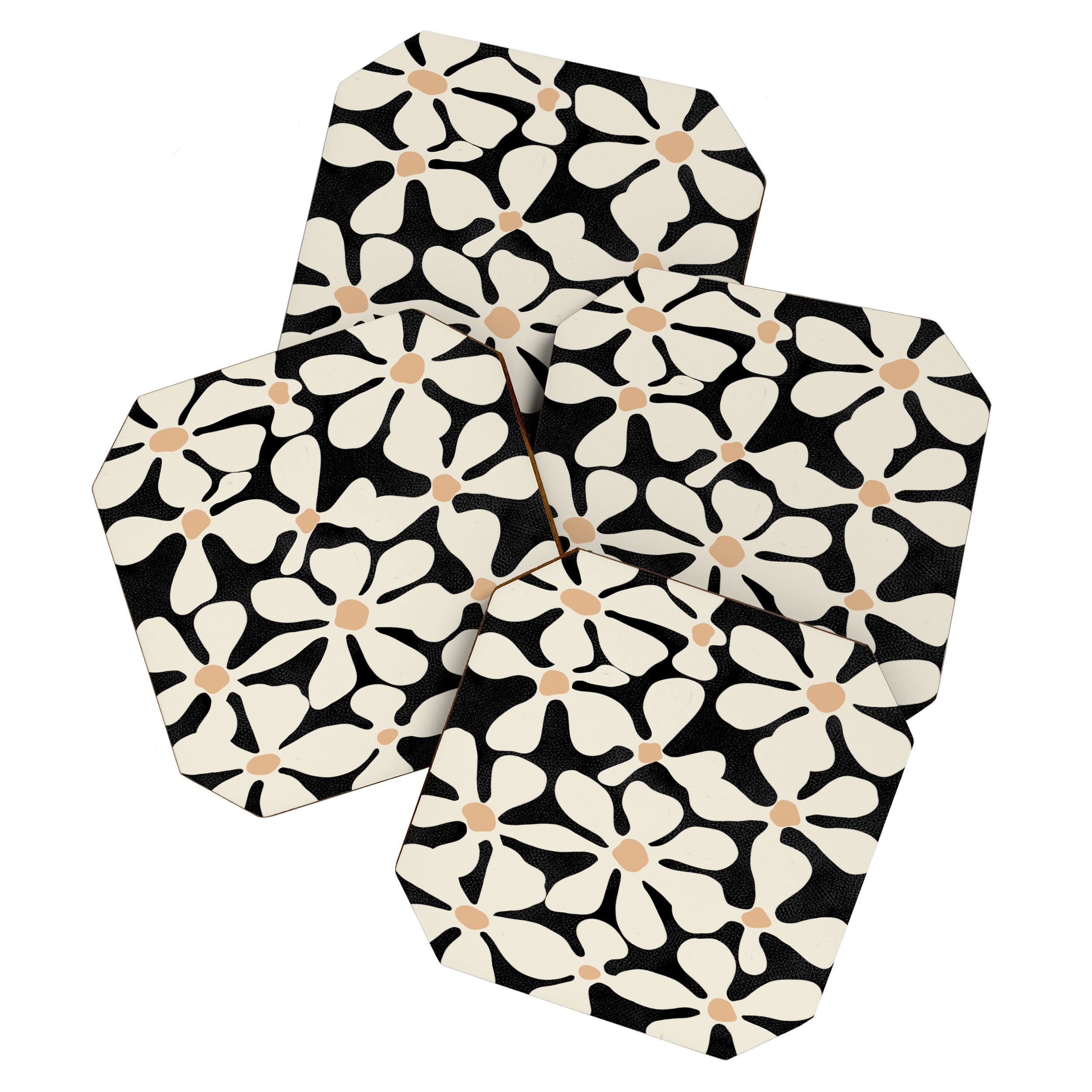 DorisciciArt Midnight Bohemian Floral Coaster Set