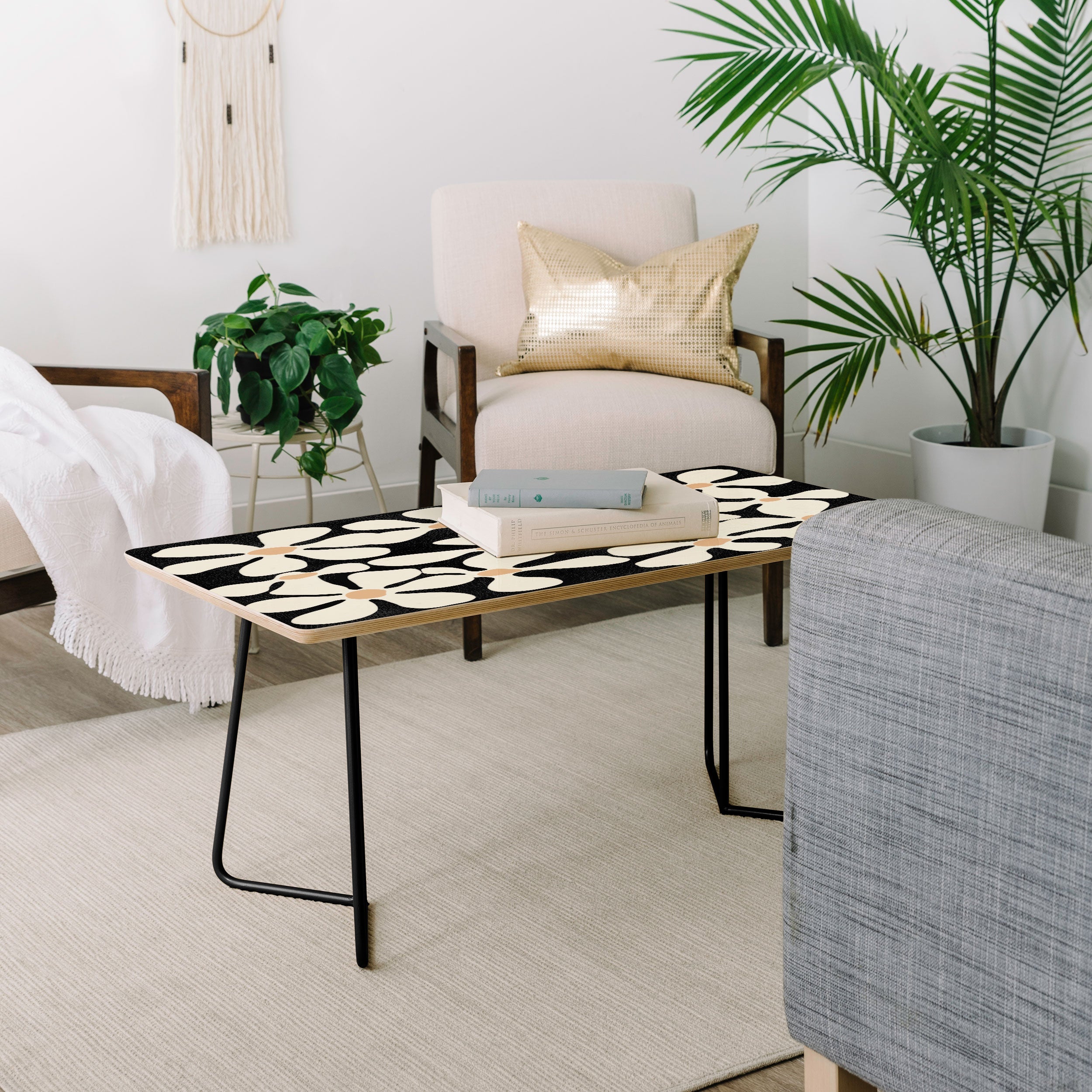 DorisciciArt Midnight Bohemian Floral Coffee Table
