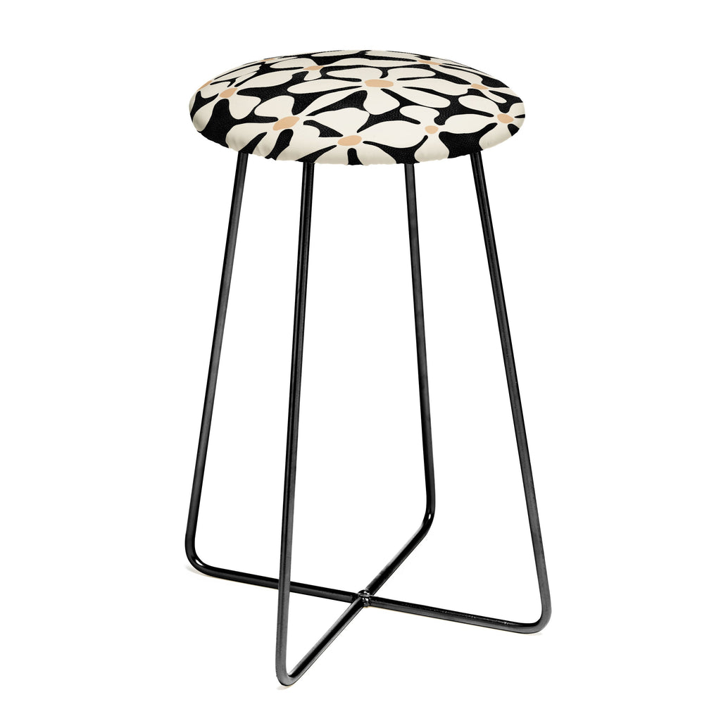 DorisciciArt Midnight Bohemian Floral Counter Stool